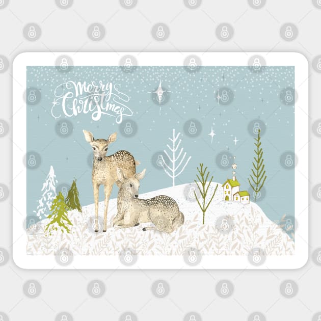 Oh Deer It's Christmas Sticker by Amanda Jane